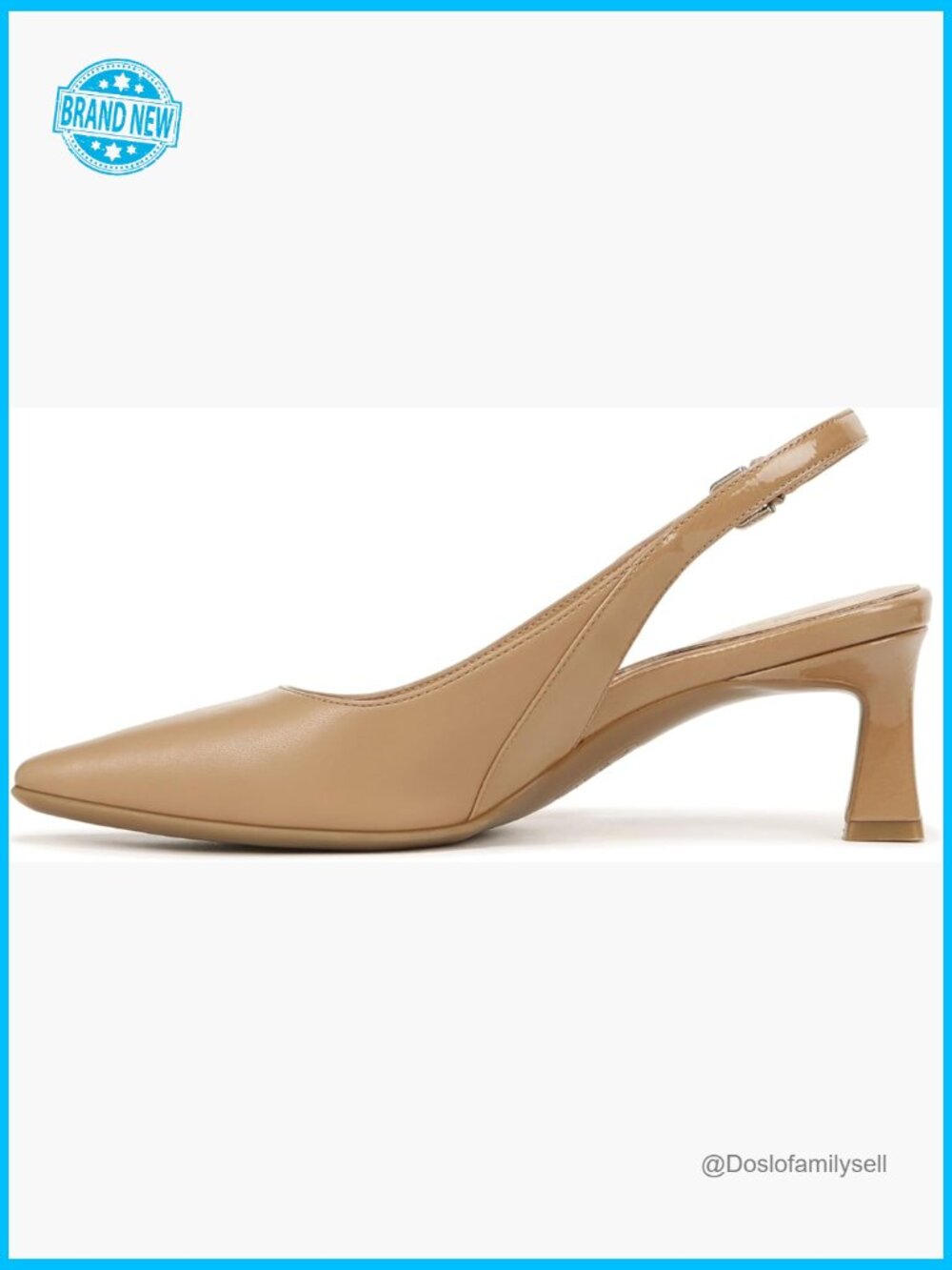 Slingback Pumps with Flared Heel Pointed Toe Adjustable Buckle Non-Slip